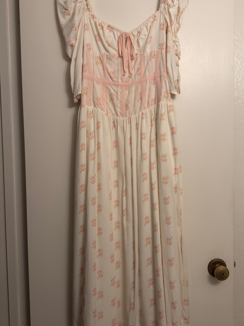 NWTS For Love and Lemons Maxi Dress with Pink Trim